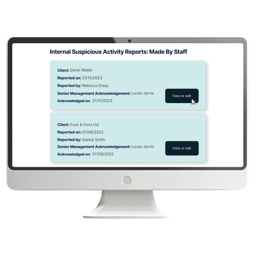 Internal suspicion reporting Internal suspicion reporting